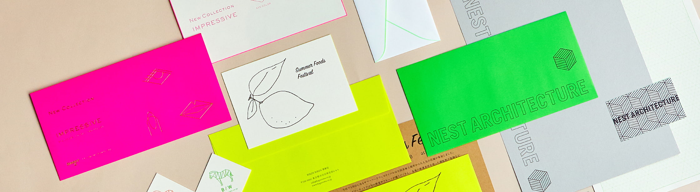 蛍光色の封筒 カード 羽車公式サイト 紙 印刷 デザイン