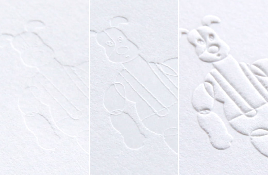 ［カード］活版印刷 空押し・箔押し加工 空押し・エンボス加工の比較